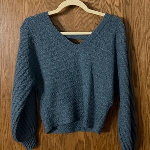 Women's V-Neck Sweater - Blue